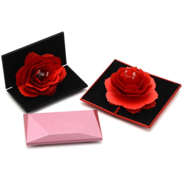 3D vintage fashion elegant Rings Box Wedding Engagement Rose Flower Gift Boxes jewelry display case stand